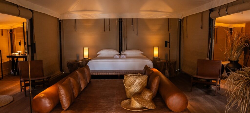 Luxury glamping in Indonesia with beachfront tents and stunning ocean views
